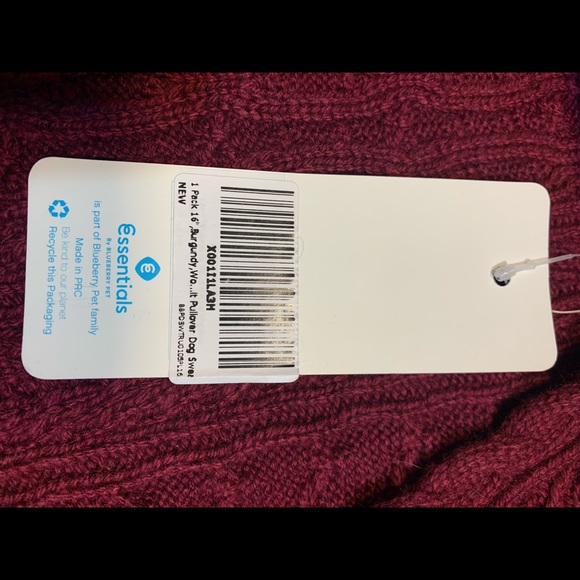 Blueberry Pet Classic Wool Blend Cable Knit Pullover Dog Sweater in Burgundy. - Picture 5 of 9